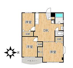 東京メトロ東西線 葛西駅 徒歩14分の賃貸マンション 1階3DKの間取り
