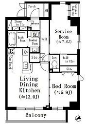 都営新宿線 森下駅 徒歩7分の賃貸マンション 2階1SLDKの間取り