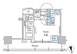 東京メトロ東西線 東陽町駅 徒歩16分の賃貸マンション 12階ワンルームの間取り