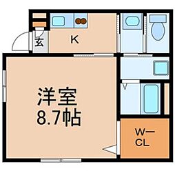 東京メトロ東西線 浦安駅 徒歩10分の賃貸マンション 1階1Kの間取り