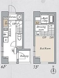 JR総武線 錦糸町駅 徒歩15分の賃貸マンション 6階1DKの間取り