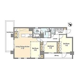 都営新宿線 瑞江駅 徒歩7分の賃貸マンション 6階3LDKの間取り