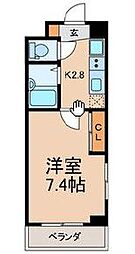 東京メトロ東西線 浦安駅 徒歩14分の賃貸マンション 2階1Kの間取り