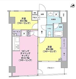 東京メトロ日比谷線 茅場町駅 徒歩3分の賃貸マンション 12階2LDKの間取り
