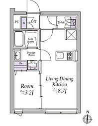 都営大江戸線 清澄白河駅 徒歩2分の賃貸マンション 4階1LDKの間取り