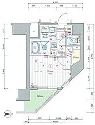 東武亀戸線 亀戸駅 徒歩8分の賃貸マンション 2階1Kの間取り