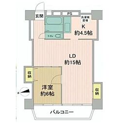 東京メトロ東西線 門前仲町駅 徒歩3分の賃貸マンション 4階1LDKの間取り
