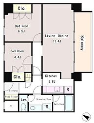 東京メトロ半蔵門線 水天宮前駅 徒歩5分の賃貸マンション 14階2LDKの間取り