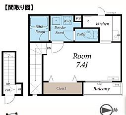 東京メトロ東西線 葛西駅 徒歩11分の賃貸アパート 2階ワンルームの間取り