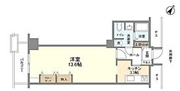 東京メトロ半蔵門線 水天宮前駅 徒歩4分の賃貸マンション 12階ワンルームの間取り