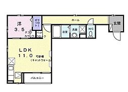プリマベーラ ドゥエ 1LDKの間取図画像