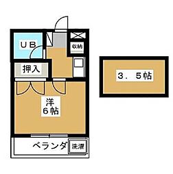 東京メトロ東西線 葛西駅 徒歩10分の賃貸アパート 2階1Kの間取り