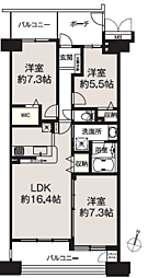 エステ・スクエア小田急相模原ステージ4 3LDKの間取図画像
