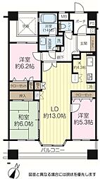 レクセルマンション小田急相模原 3LDKの間取図画像
