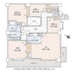 コスモ新百合ヶ丘 4LDKの間取図画像