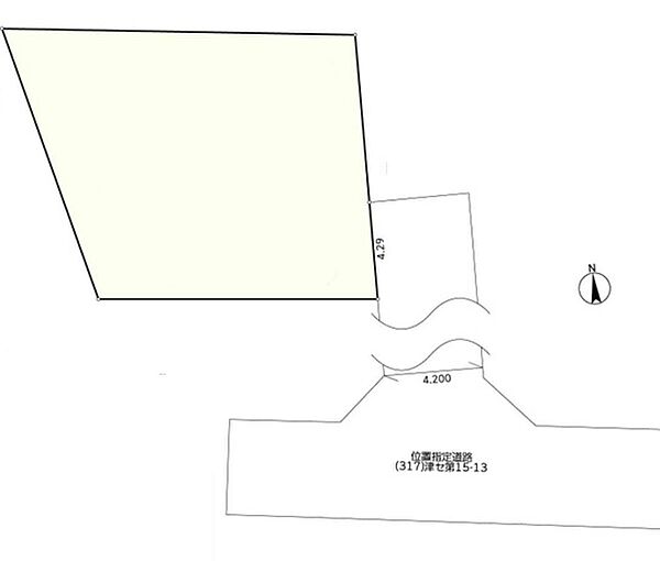 接道含む区画図。図面と現況が異なる場合は現況優先とします。