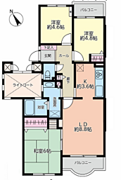 保土ケ谷グリーンタウンI棟 3LDKの間取図画像