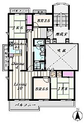 ホームタウン貝取 401号室 4LDKの間取り