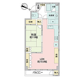 青葉台マンションB棟 1LDKの間取図画像