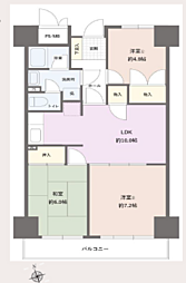 サンライフ相模大野台 3LDKの間取図画像