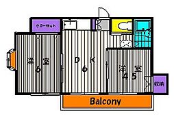 ホワイトハイツ 1階2DKの間取り