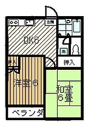 ミツワハイツ荻野 2DKの間取図画像