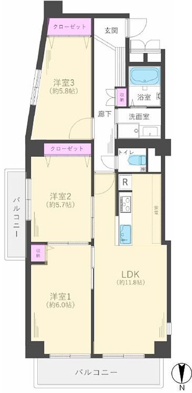 専有面積79.95m2　3LDK