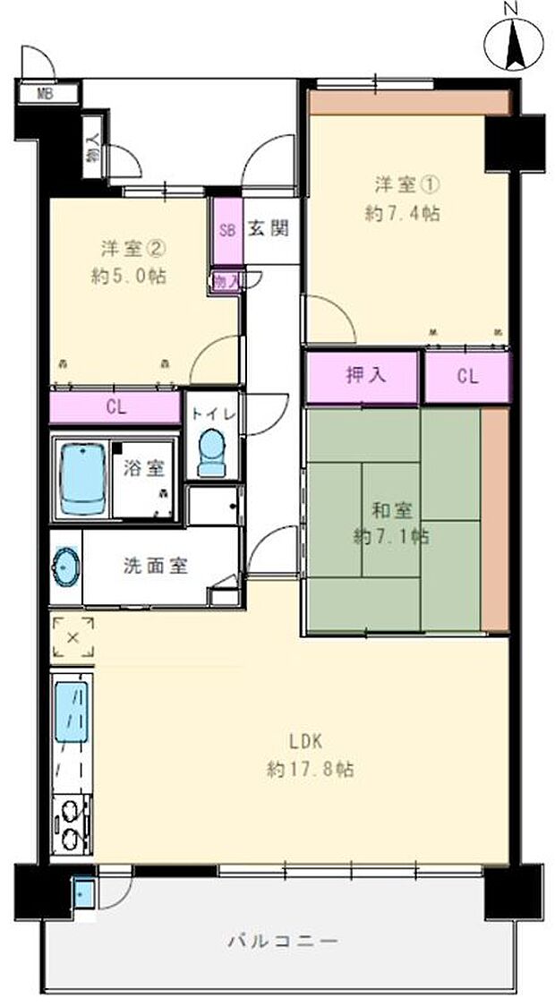 専有面積82.32m2　3LDK