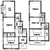 区画図：延床面積94.49m25DK、RC・木造3階建、1986年10月築