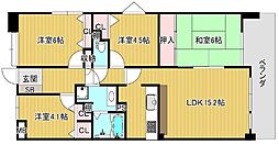 オークヒルズ香里 弐番館 4LDKの間取り