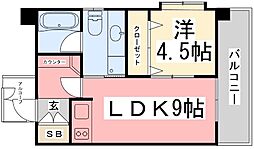 ヴェルデ・ビュー大手町 1LDKの間取図画像
