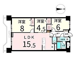 チサンマンション支倉 3LDKの間取図画像
