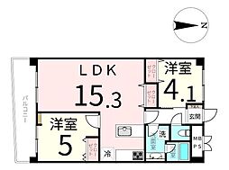 チサンマンション勾当台通り 2LDKの間取図画像