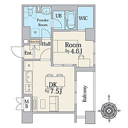 レヴィ亀戸 1DKの間取り