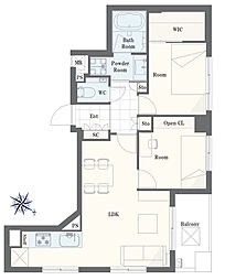 ダイアパレスグランデージ日本橋 2LDKの間取図画像