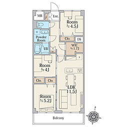パシフィック第二門前仲町 3LDKの間取図画像