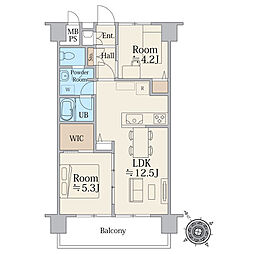 東陽町ハイホーム 2LDKの間取図画像