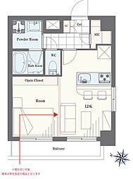 スカイコート両国 1LDKの間取図画像
