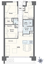 サンヴェール門前仲町 2SLDKの間取図画像