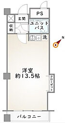 上野スカイハイツ ワンルームの間取図画像