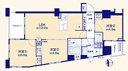 D'クラディア亀戸ソレーア 3LDKの間取図画像