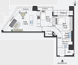 ブリリアタワー東京 2LDKの間取図画像