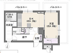 上野入谷シティハウス 1DKの間取図画像