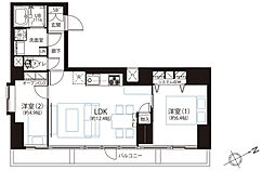 パレトーホー浅草 2LDKの間取図画像