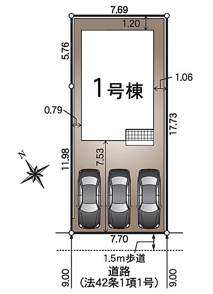 区画図：駐車3台可能♪