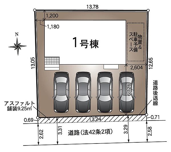 駐車4台可能♪