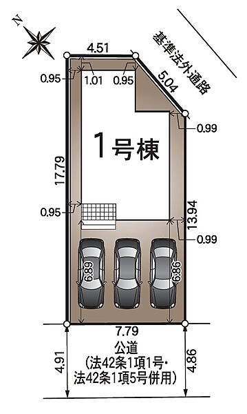 区画図：駐車3台可能♪