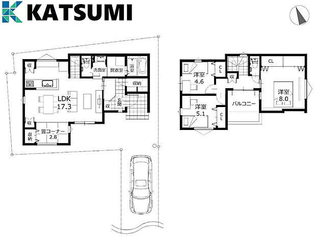 【間取り図】デザイナーズハウス平岡町二俣　３号地