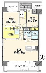 ポレスター栃木蔵の街 2LDKの間取図画像