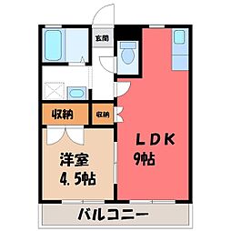 アルザス 1LDKの間取図画像